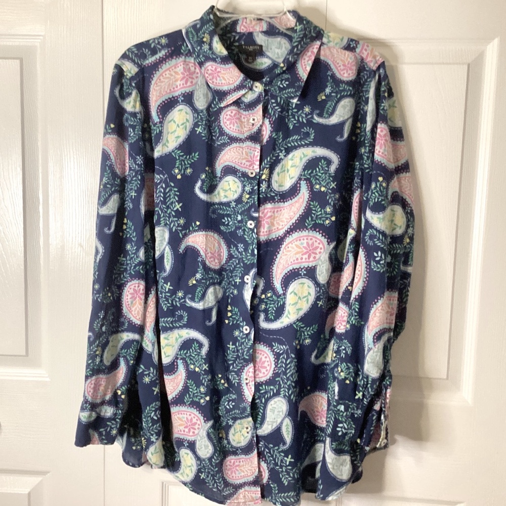 Talbots Plus Paisley Button Down Shirt Size 2X